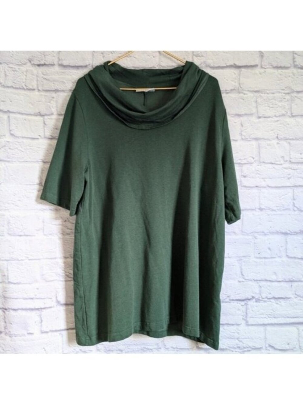 Bryn Walker Cowl Neck Tunic Top S Forest Green Bamboo Cotton Jersey Langenlook